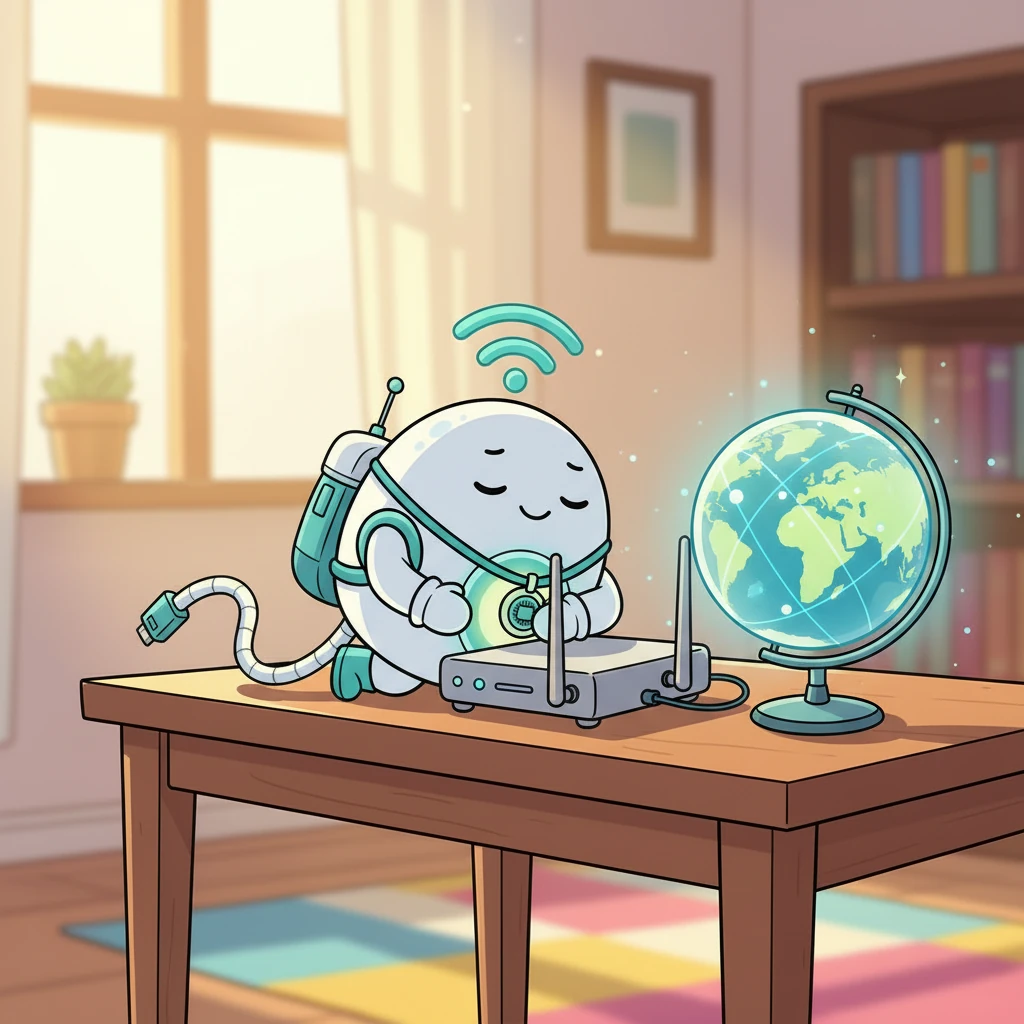 夜幕降临，小点依偎在路由器旁边，看着地球模型上依然闪烁的连接。他知道，每一次连接都创造着新的故事，而他，就是这些故事的连接者。