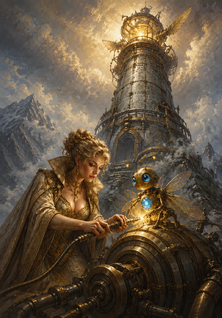 They finally reach the peak of the mountain, discovering a colossal, long-abandoned Sky Lighthouse reaching toward the heavens. Liora works tirelessly to connect Pip to the main generator, hoping his pure, crystalline energy can reignite the ancient beacon.