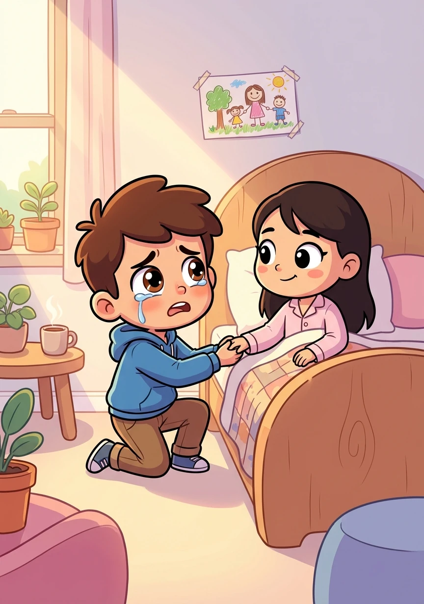 Ethan visits Sakura at her home, where he learns about her illness for the first time. He is heartbroken by her suffering but deeply admires her strength and resilience.