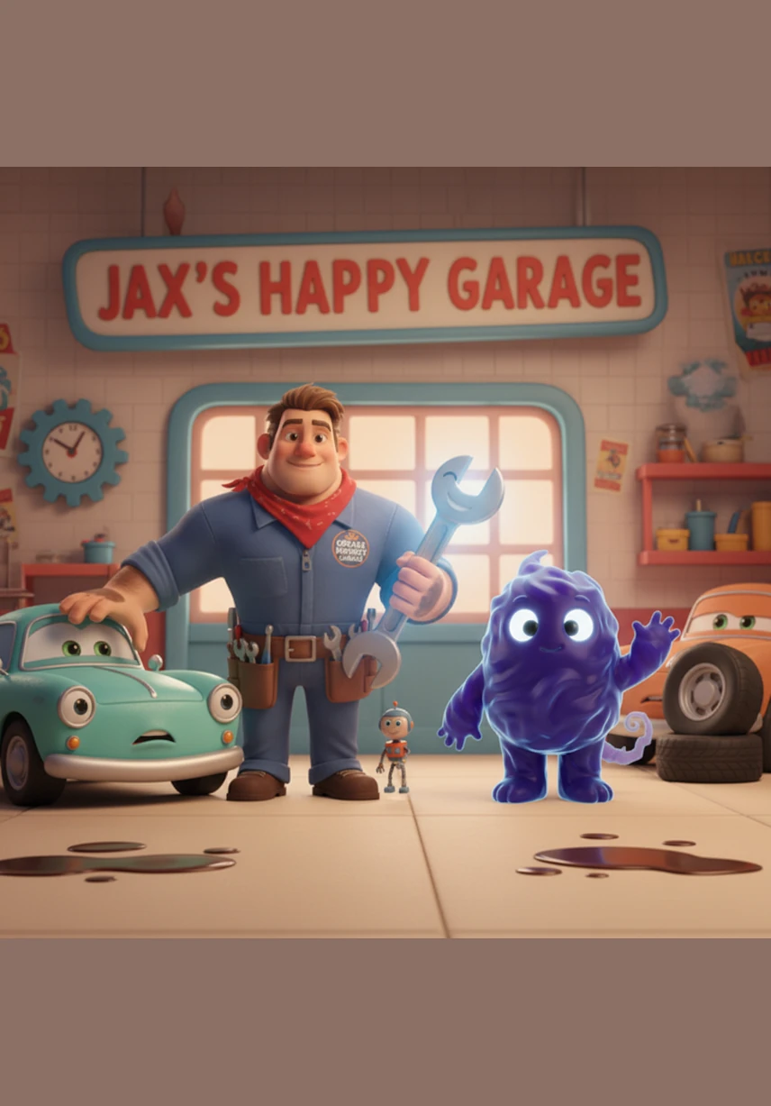 With a desperate burst of speed, Jax dove through a shimmering wall of distorted air and tumbled onto the soft, moving grass. He looked back to see his entire town trapped in a silent, purple-tinted bubble, safe for now but waiting for a way to restart the clock.