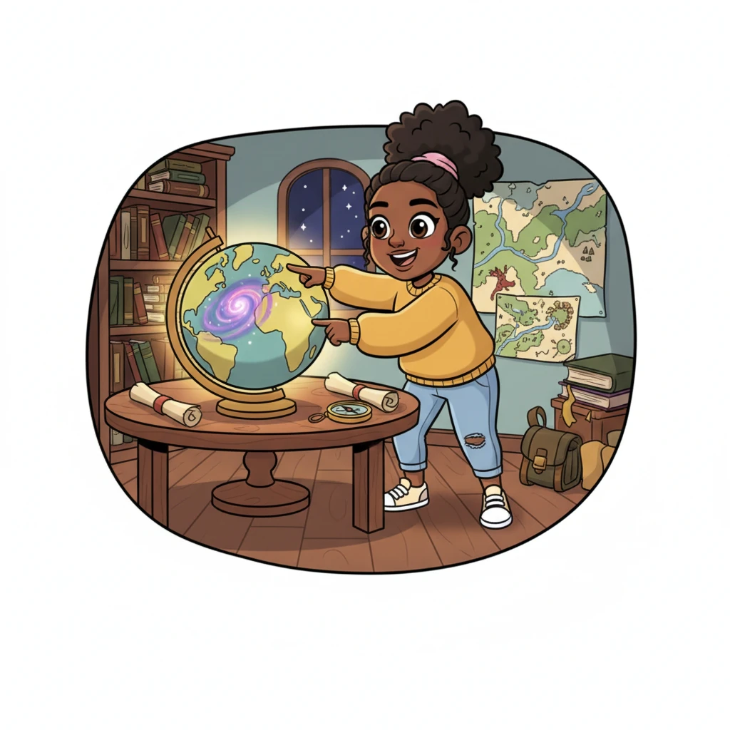 Surrounded by fantastical maps and adventure gear, they excitedly planned their next whimsical journey. They pointed at impossible locations on an ancient-looking globe, dreaming of faraway lands and incredible discoveries. The world was their oyster, waiting to be explored.