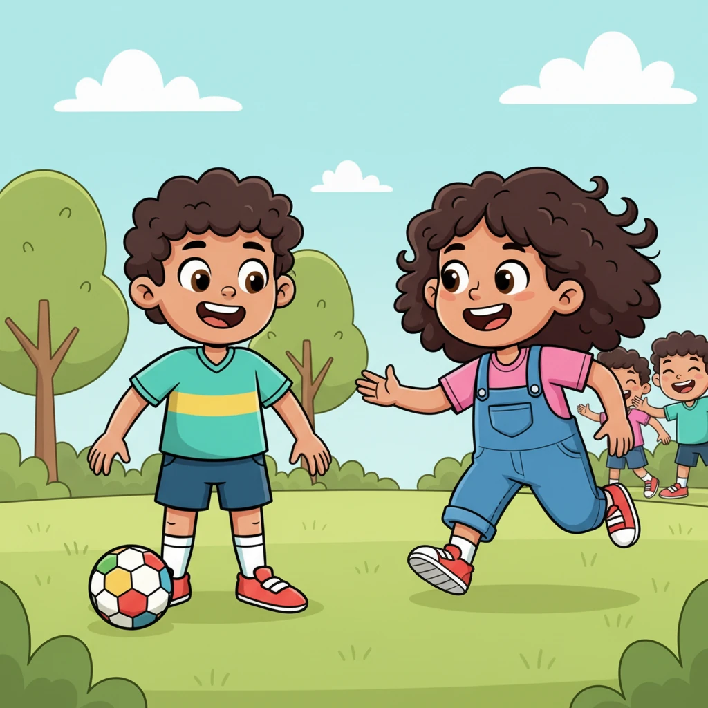 Mientras observaba, un balón rodó hacia él. Una niña de cabello rizado, llamada Sofía, se acercó corriendo con una sonrisa amable. "¡Hola! ¿Quieres jugar con nosotros?", le preguntó, invitándolo a unirse a su pequeño grupo de amigos. Carlitos asintió con entusiasmo, su corazón latiendo de emoción y alegría.