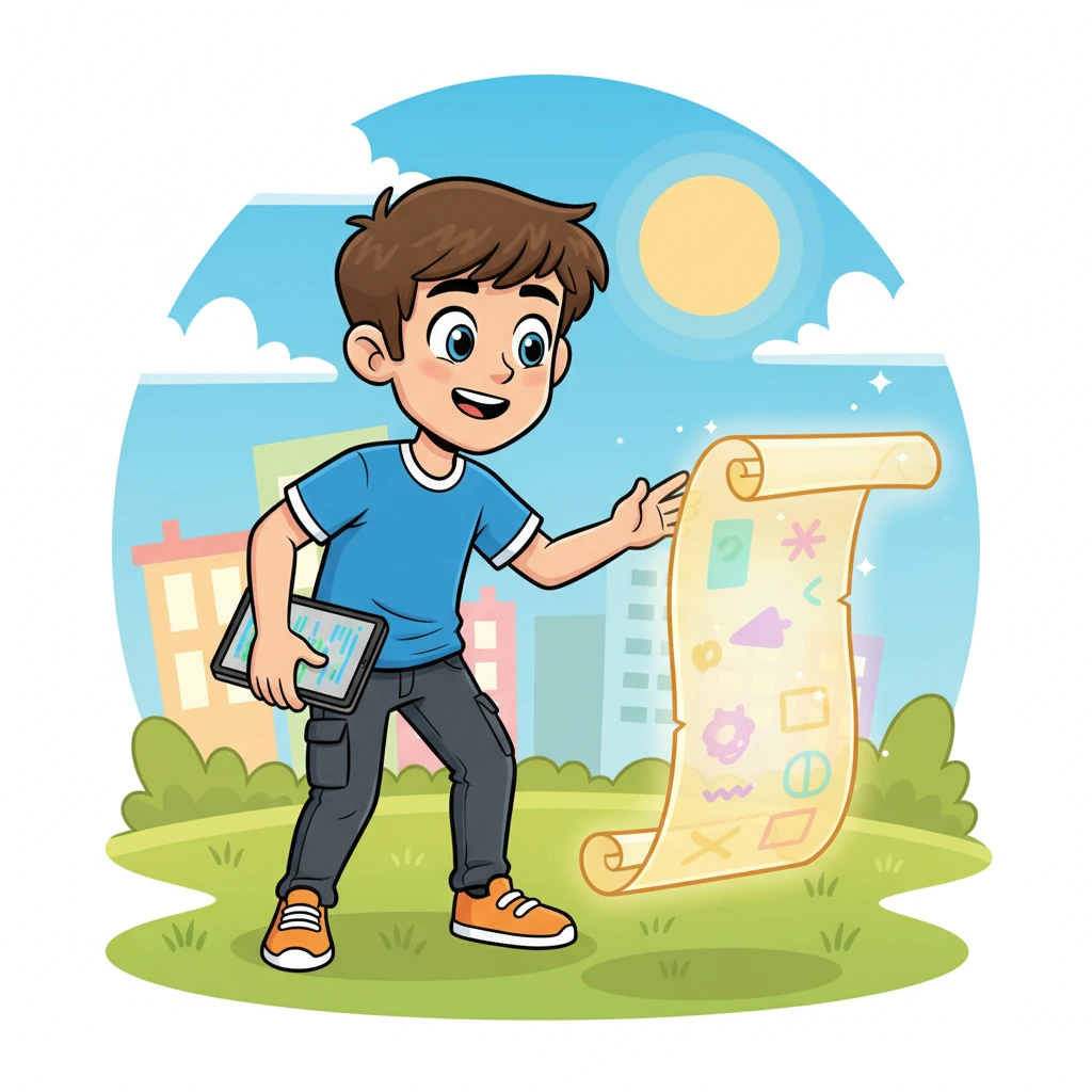 One sunny morning, a shimmering scroll unfurled before Pixel, glowing with an urgent message from the Mayor of Brightville. It was the biggest design challenge yet: create the 'Grand Corporate Background Image' for the entire town, something inspiring for everyone!