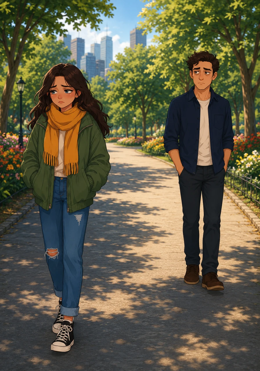 They take a walk through the city park where they first met, yet today the path feels miles wide. While the sun shines on the vibrant flower beds, Ariana keeps her hands deep in her pockets, avoiding the familiar touch of Brycen’s hand. The silence between them is no longer comfortable; it is a wall they cannot climb.