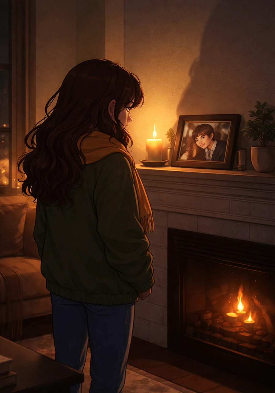 Back in their shared apartment, the flickering light of a single candle casts long, dancing shadows across the walls. Ariana looks at a framed photo of them on the mantel, realizing that the people in the picture are strangers to who they are now. The weight of the decision settles in her chest, heavy but undeniable.
