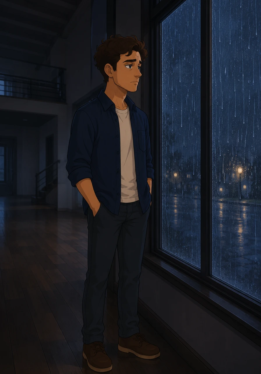 Brycen stands by the window watching the rain streak down the glass, reflecting on how they both changed in ways they didn't expect. He understands now that loving someone sometimes means letting them go so they can find the light again. The house feels larger and colder than it ever has before.