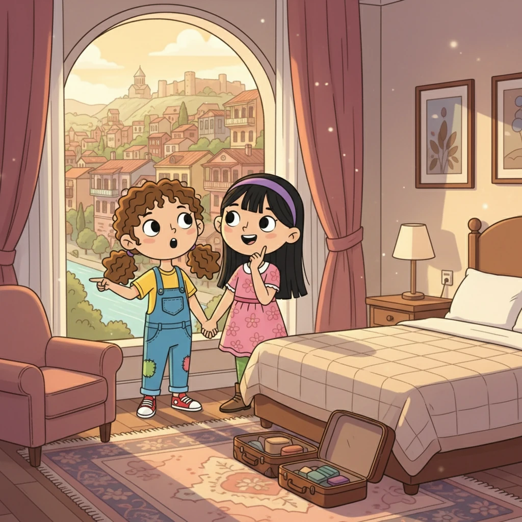 Emma and Sofia arrived in Tbilisi, their eyes wide with excitement. They checked into a cozy hotel, its windows promising views of the charming city. Settling in quickly, they knew their trip was going to be filled with unforgettable experiences.