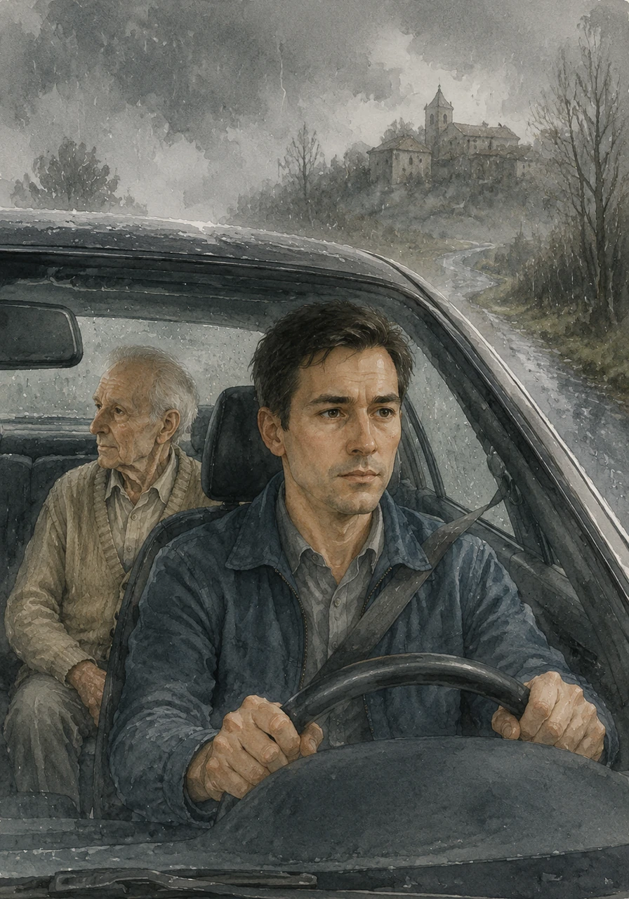 La pluie battait violemment contre les vitres de la voiture alors qu'Hugo conduisait vers le village isolé de Saint-Loup. Le brouillard épais enveloppait la route, créant une atmosphère lourde et oppressante. Il se sentait mal à l'aise à l'idée de retourner dans la maison familiale après tant d'années.