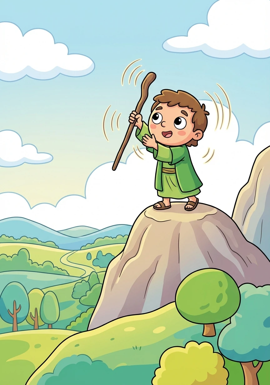 Desde la cima de la montaña, San Patricio levantó su bastón y comenzó a rezar. Su voz resonó por todo el valle, llena de esperanza y poder.