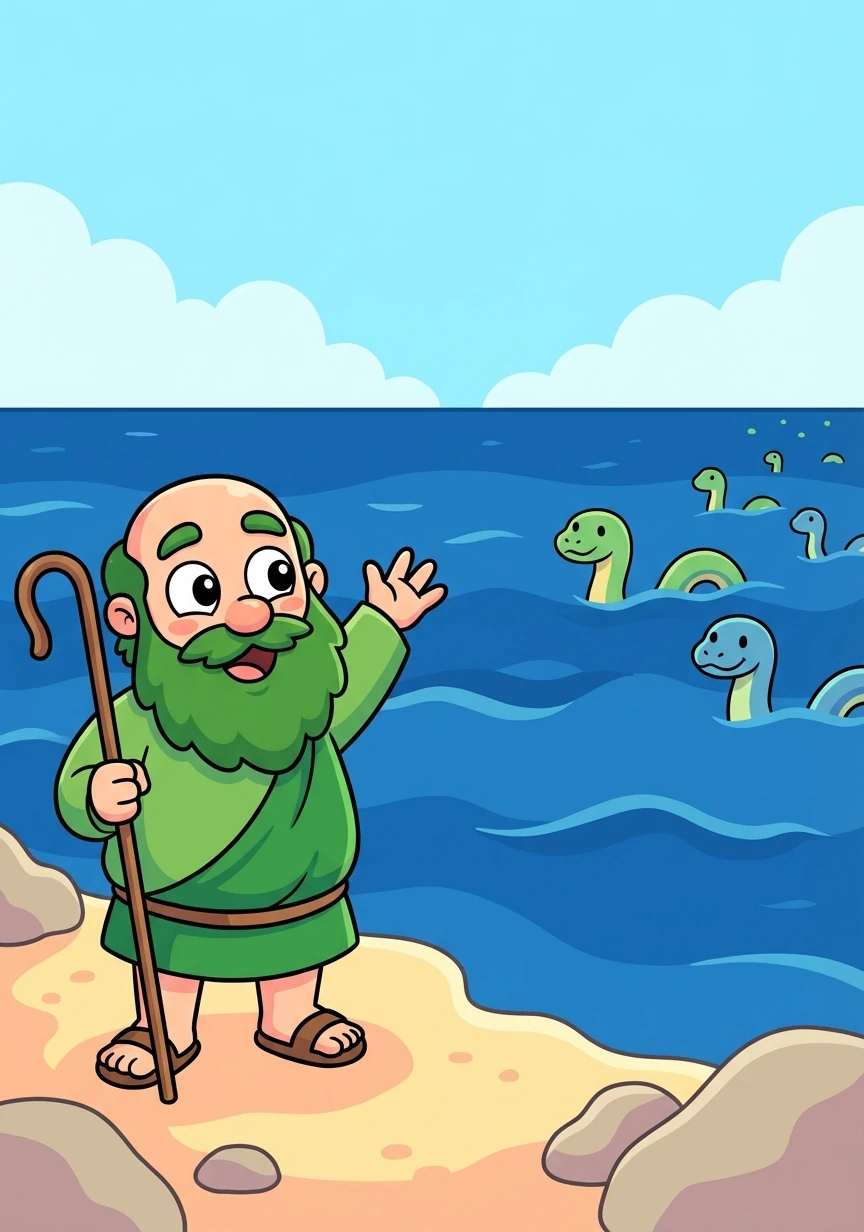 Las serpientes nadaron lejos, muy lejos de la isla de Irlanda. San Patricio se quedó en la orilla, observándolas hasta que desaparecieron en el horizonte.