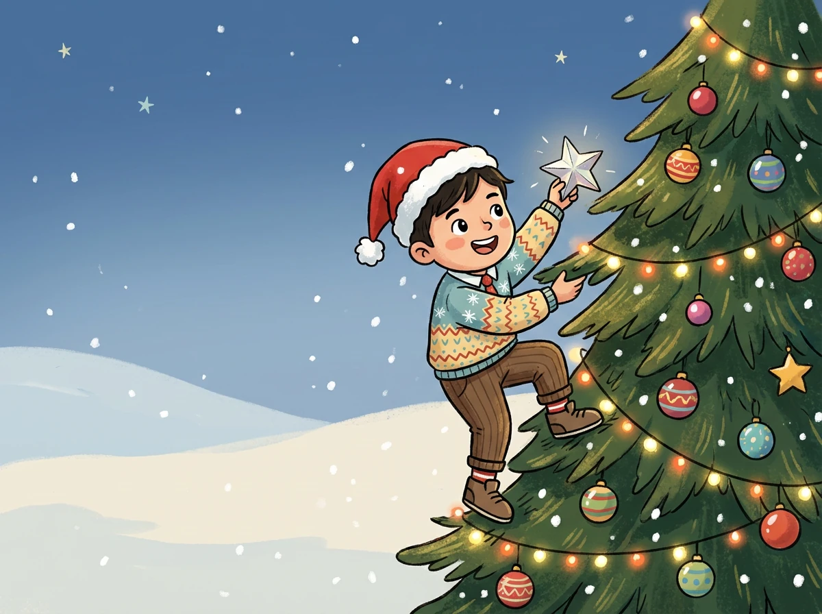 小息的時候,小光和朋友們一起跑到圖書館。他們圍著聖誕樹,好奇地看著樹上掛滿的裝飾品。