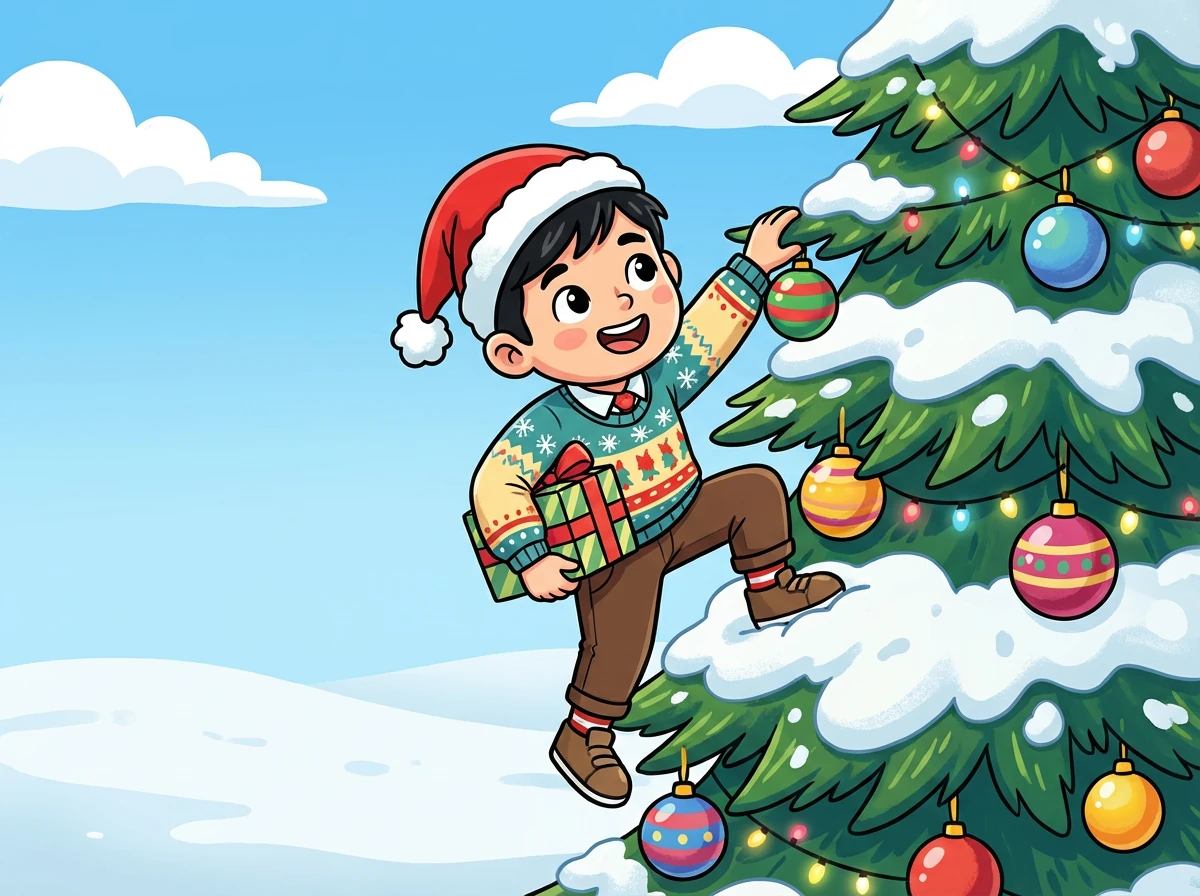 小光走到小美身邊,輕聲問:「小美,你還好嗎?要不要一起玩聖誕遊戲?」小美抬頭看著小光,露出了微笑。