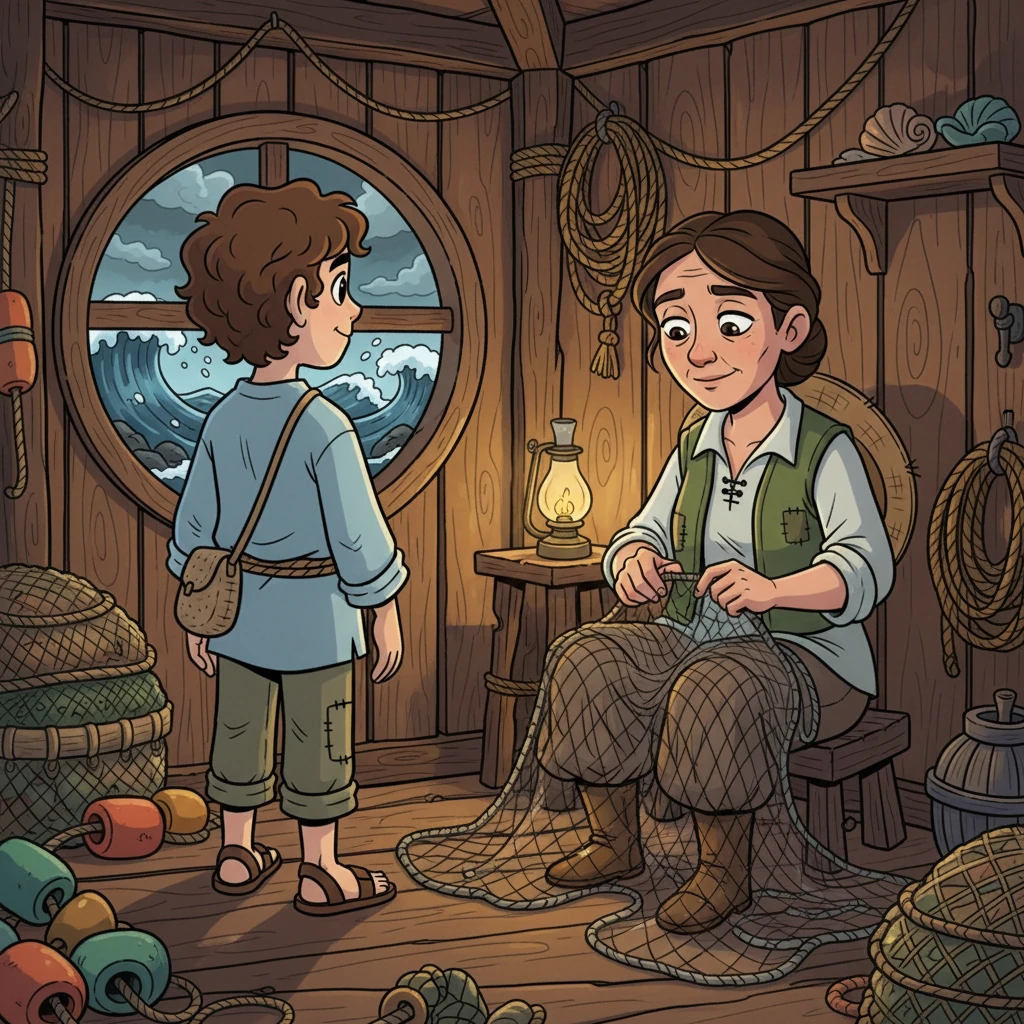 In a cozy but cramped little fishing shack, young Elian watched the waves crash, his heart aching for a better life. His dear mother, Mora, toiled tirelessly, mending nets with weary hands, her love a constant warmth in their modest home. Determined to lift them from poverty, Elian made a bold decision to seek his fortune on a faraway merchant ship.