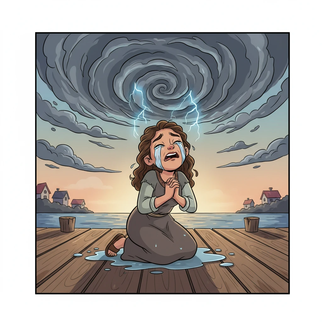 Humiliated and utterly heartbroken, Mora collapsed onto the dusty pier, her strength completely drained. Through her tears, she lifted her gaze to the heavens, her voice a raw whisper of pain and betrayal. She prayed that if this cold-hearted man truly was her son, his heart of stone would turn his entire body into the very same.