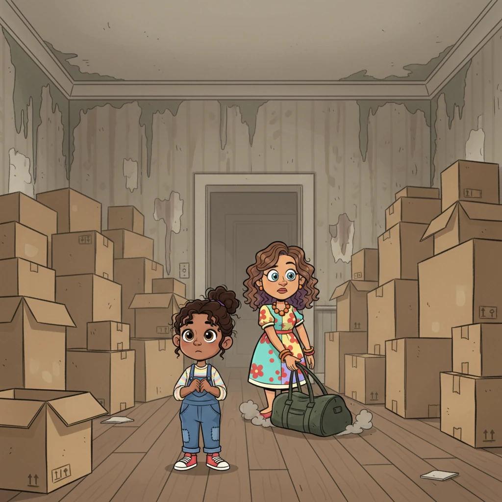 Jo stood amidst a mountain of dusty boxes, her small frame dwarfed by the cavernous, peeling room of their new home. Helen, her mother, tossed a single, grimy duffel bag onto the floor with a sigh, barely glancing at the vast emptiness around them. The air was thick with the scent of damp wood and forgotten dreams.