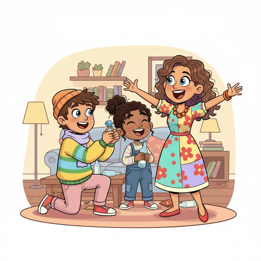 Later that evening, amidst the clinking of bottles and their boisterous laughter, Peter dramatically knelt before Helen, pulling out a cheap, sparkling ring. Helen gasped with exaggerated delight, throwing her arms around him. The moment felt hollow, a performance for an audience of none.