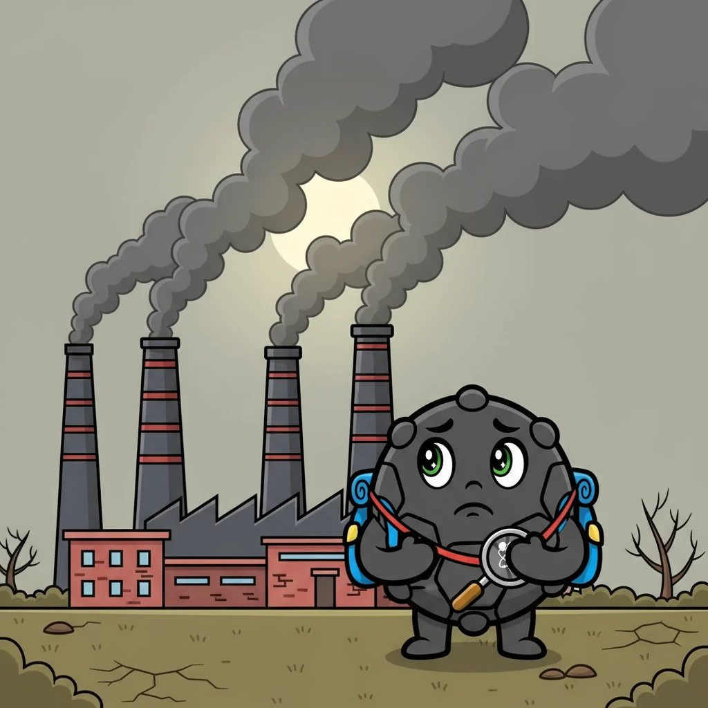 Carbony then noticed dark smoke rising from tall factory chimneys, filling the air. This meant too much carbon dioxide was being released. It made Carbony worried. He missed the balance of the natural world and hoped for a change.