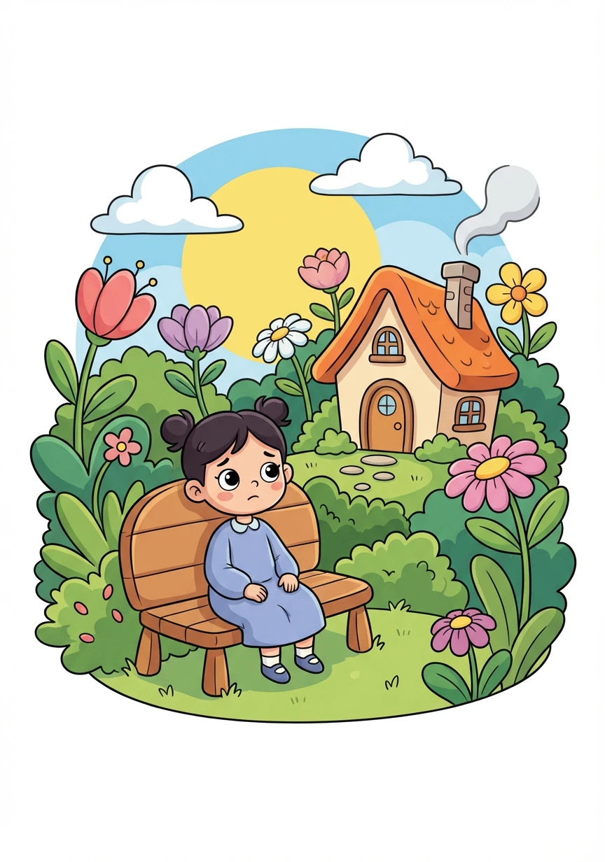 An sống trong một ngôi nhà nhỏ, nằm sâu trong một khu vườn rộng lớn. Cô bé cảm thấy cô đơn vì không có ai chơi cùng.