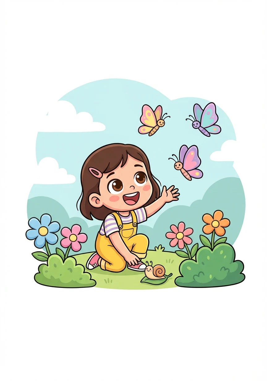 Từ đó, An dành nhiều thời gian hơn trong khu vườn. Cô bé chơi đùa với những chú bướm, trò chuyện với những con vật nhỏ.