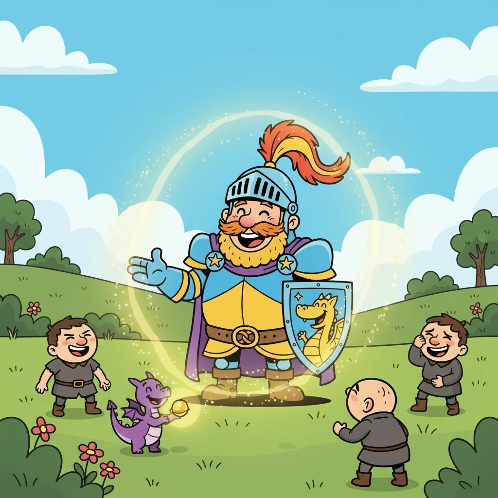 Outside, Reginald continued telling jokes, Pip appeared with the glowing orb. The orb, when released, filled the air with joy and laughter. Even Deleuze's lackeys started to giggle.