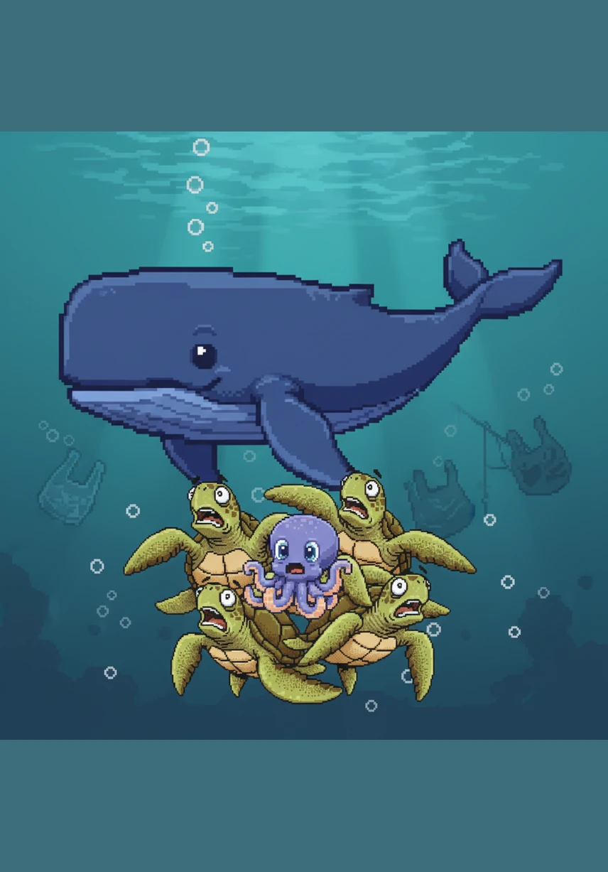 While the tiny tropical fish darted through the colorful coral reefs, Barnaby often stayed in the open water. He wished he could play among the anemones, but he was careful not to bump his massive fins against the delicate sea fans.