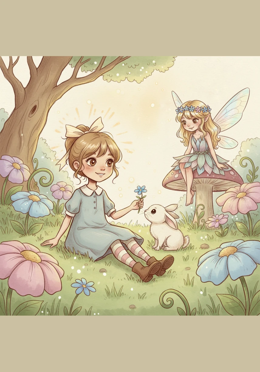 Проходя мимо больших голубых колокольчиков, девочка услышала жалобный писк и увидела маленькую птичку, которая запуталась крылышком в лепестках. Лили очень осторожно освободила пернатую гостью, стараясь не напугать её.