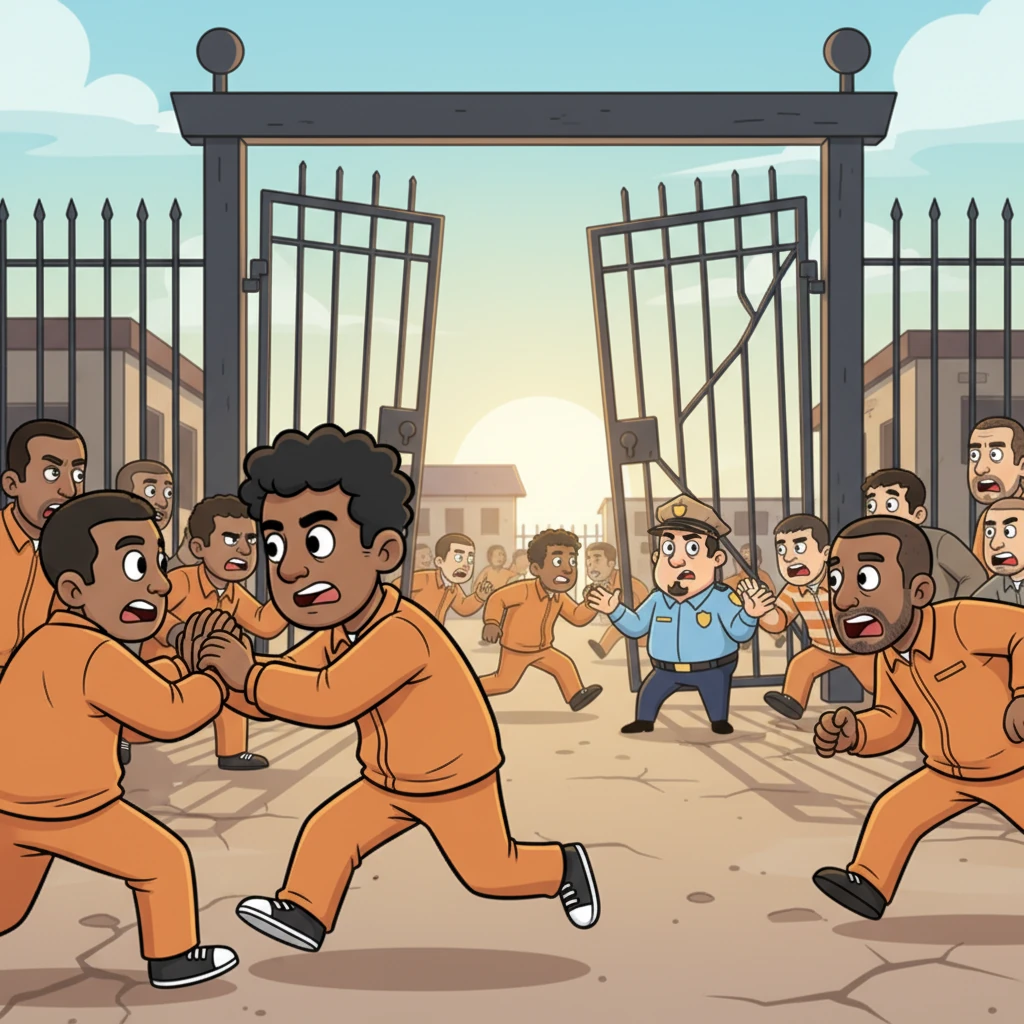Amidst the pandemonium, Jax saw his chance to escape, the gates of freedom tantalizingly close. But a nagging thought stopped him cold: he had to know if Miller, the stern officer who secretly cared, was safe. Pushing through the surging crowds, Jax fought against the current of fleeing inmates.