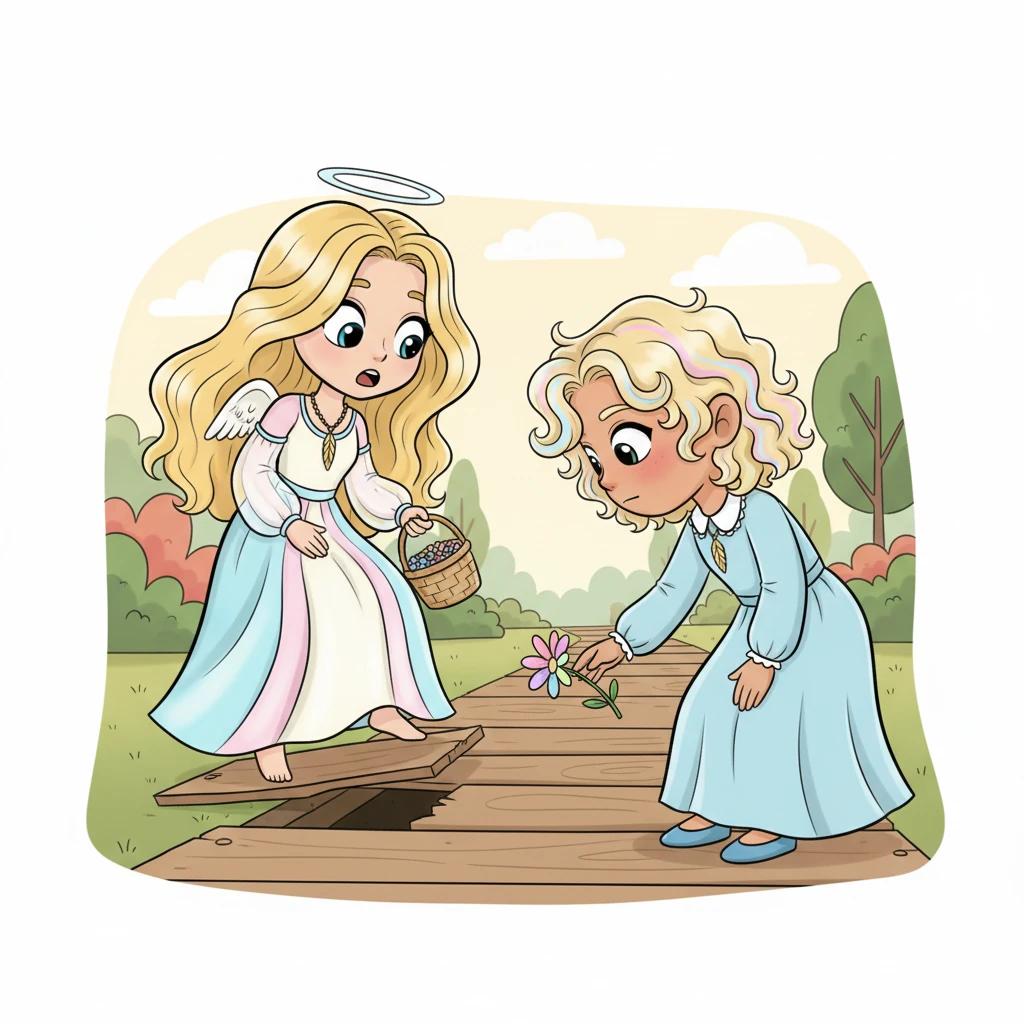 Rebekah tripped slightly on a loose floorboard, and a colorful, vibrant flower tumbled from her small basket, rolling directly towards Logan's foot. Before she could even bend down to retrieve it, Logan's hand, surprisingly quick and gentle, scooped it up. He held it out to her, avoiding eye contact, a faint blush creeping onto his cheeks.