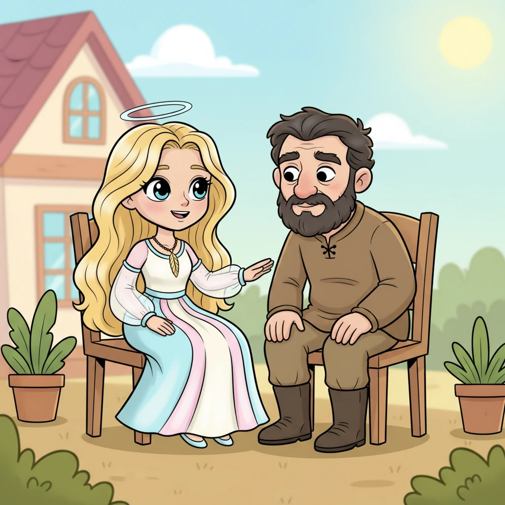 Rebekah, unfazed by his gruff demeanor, simply patted the empty chair beside her, inviting him to sit. They shared a quiet moment, talking about simple things, and Logan found himself listening intently. A rare, almost gentle expression softened his face as he secretly still called her 'Angel' in his mind, feeling a warmth he hadn't known was possible.