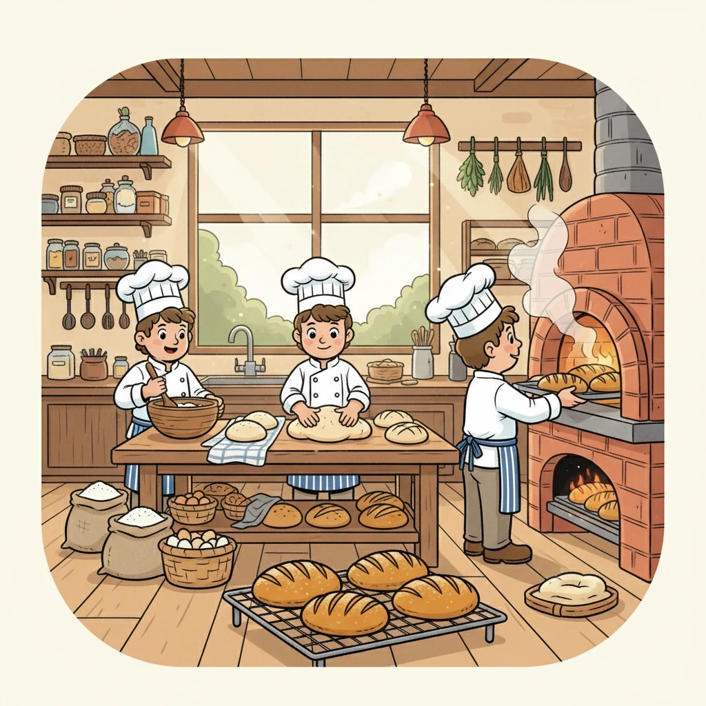 Jour après jour, Gaspard apprit les gestes précis, le choix des ingrédients, le temps de la levée et de la cuisson. Il découvrit l'amour et la patience nécessaires pour créer un pain parfait, croustillant à l'extérieur et moelleux à l'intérieur.
