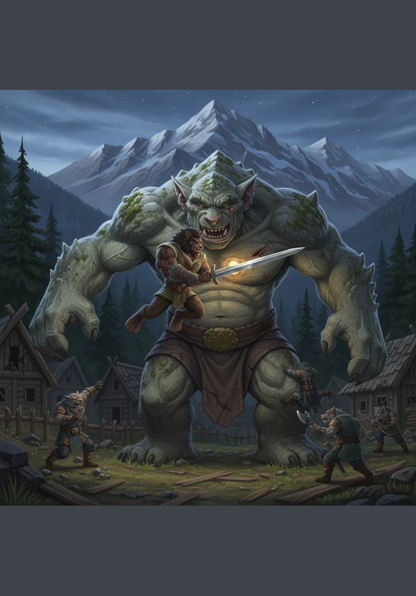 When a massive mountain troll attacked the valley, the traditional wolf warriors struggled to pierce its thick hide with their claws. Artem used his acrobatic skill and precise sword strikes to exploit the monster's weak points, bringing the giant down and proving that intelligence was as powerful as brute strength.
