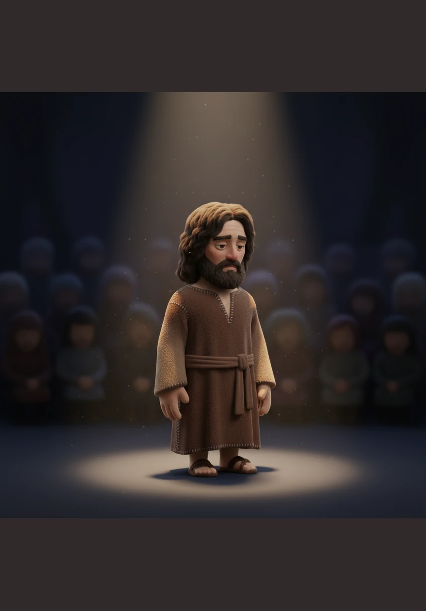 The studio lights dim and the set noise fades into a dense, meaningful silence as the actor stands alone. He maintains a contained expression, feeling the audience's initial curiosity transform into a physical weight that presses against his soul.