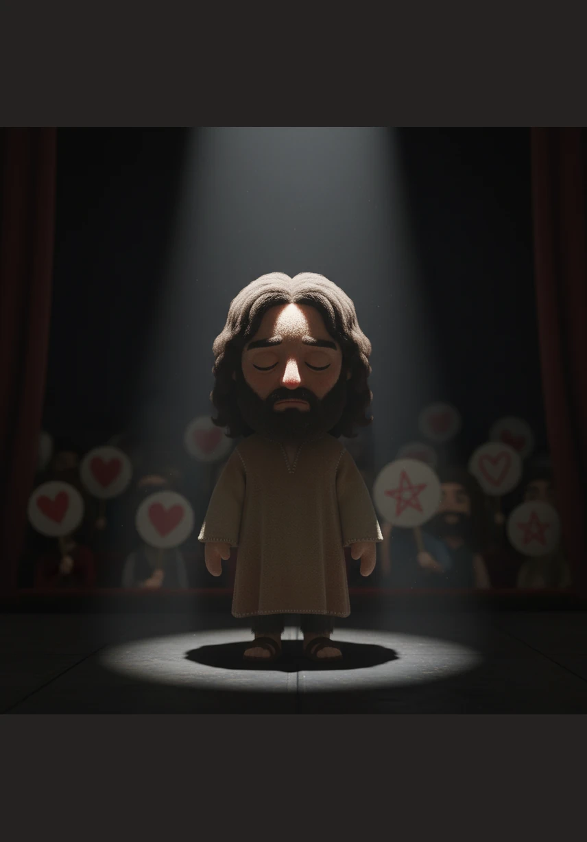 Under the harsh contrast of a single spotlight, the actor stands between public acclaim and his own internal silence. He wonders how a person can ever truly return to a normal life after being so intimately tied to something so unforgettable and divine.