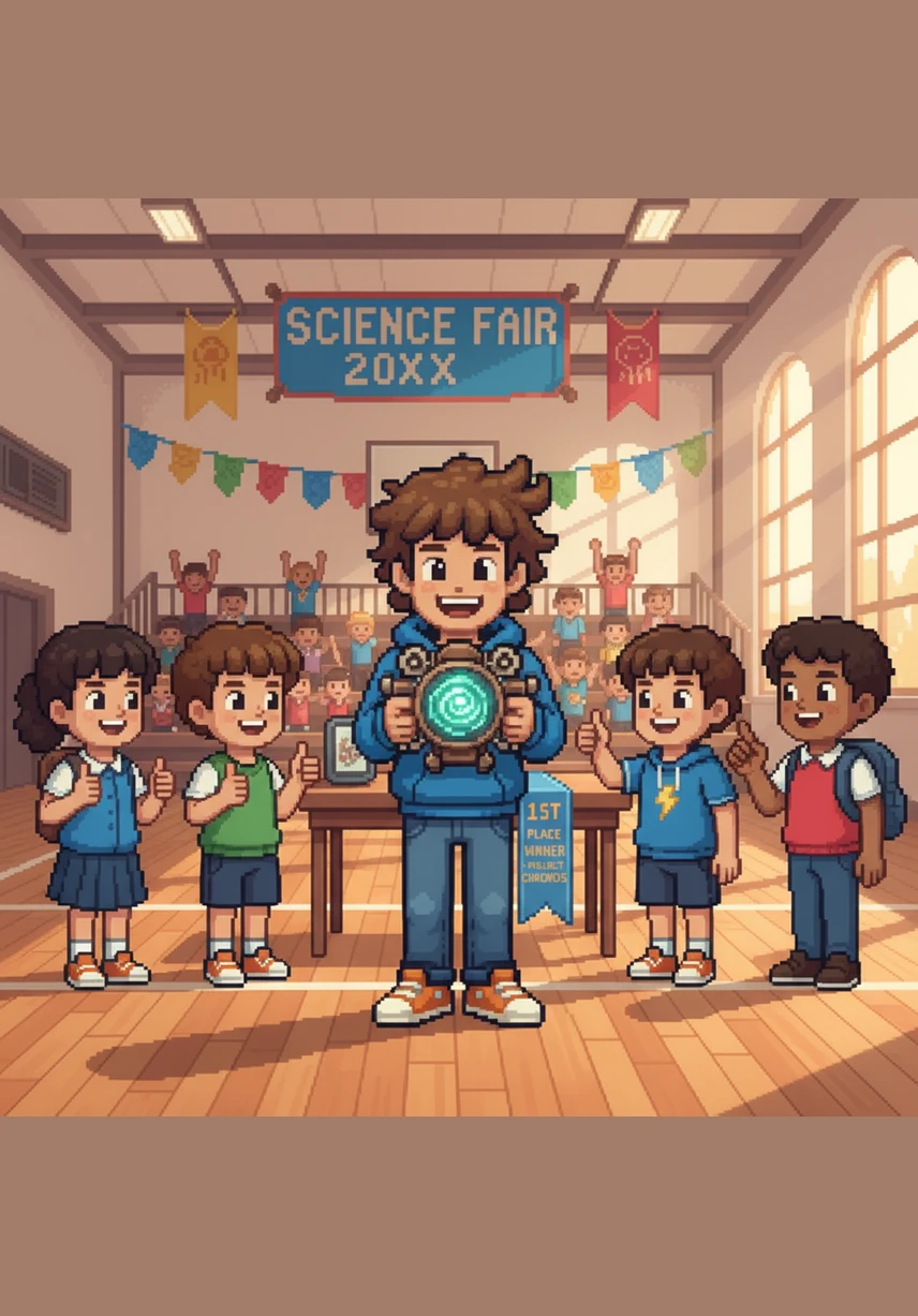 With the boulder gone and the bricks moved, Leo stands proudly in his completed forest workshop surrounded by his tools. He realizes that science isn't just in books; it is a powerful way to master the physical world using the magic of simple machines.