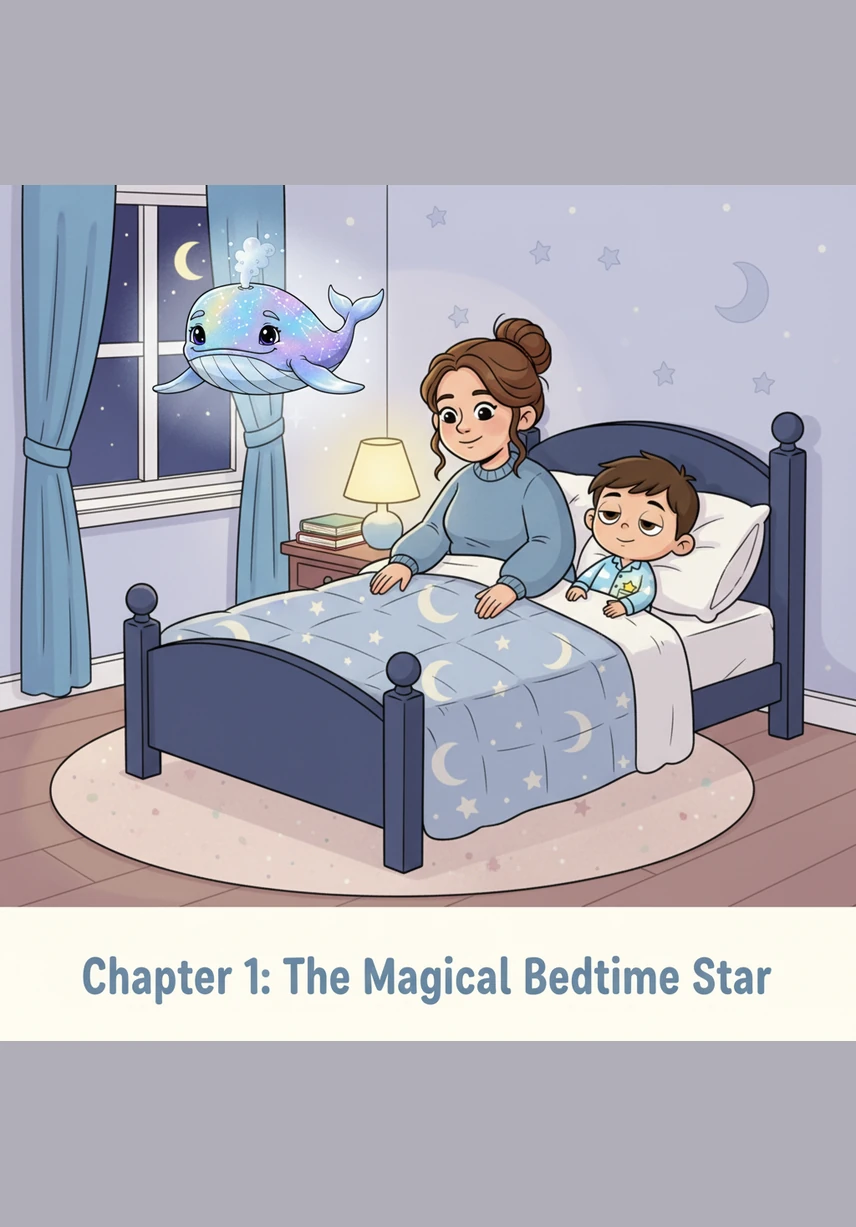 Little Oliver tucked himself into his soft, blue blankets as the golden light of the lamp flickered. Outside, the silver moon began its slow climb into the velvet night sky. He hugged his favorite teddy bear tight, ready for a new adventure in his dreams.