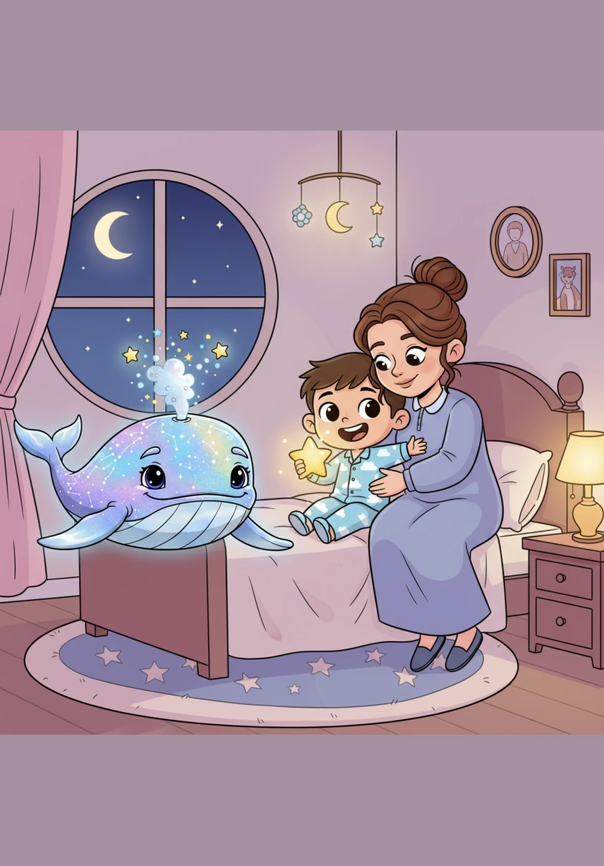 When the morning sun touched his face, Oliver woke up with a lingering smile on his lips. He reached into his pocket and found a small, glowing pebble that shimmered like a diamond in the light. He knew then that the Moon-Whale would be waiting for him again tonight.