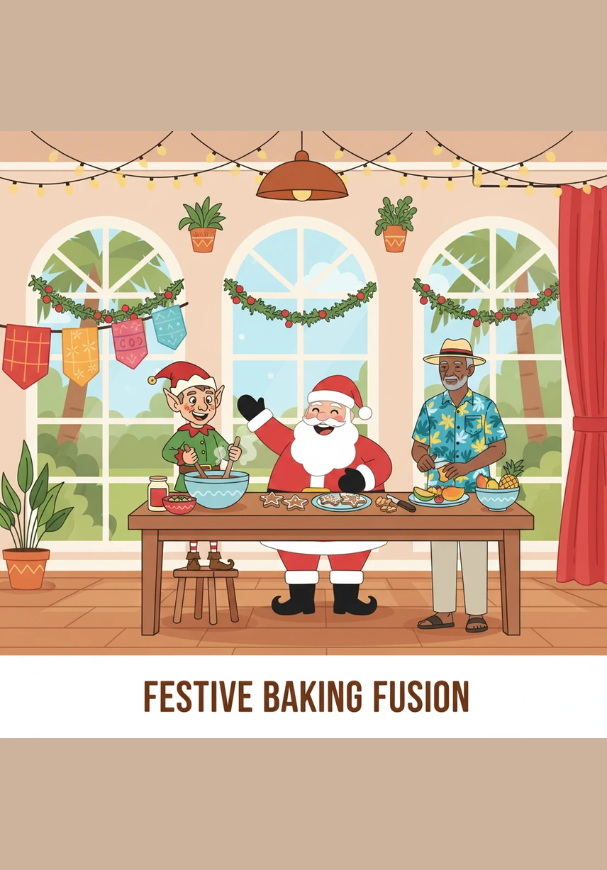 Inside a cozy, sun-drenched kitchen, Jingle helps a family stir a rich, dark mixture for the traditional Black Cake. He learns how European fruit cakes were transformed by Caribbean ingredients like local rum and fruits soaked for weeks in anticipation of the big day.