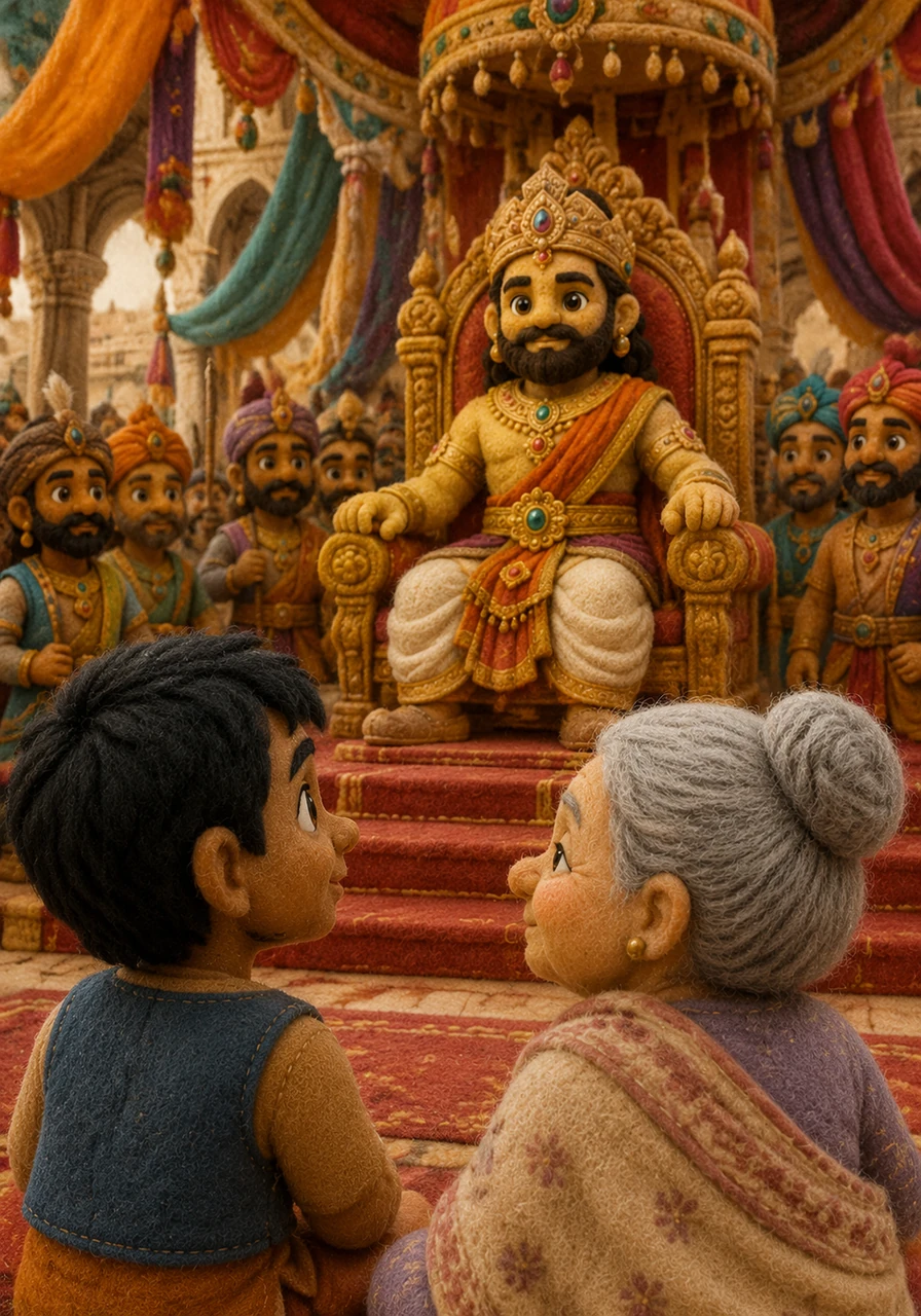 Suddenly, a grand court materialized around them, vibrant with silk banners and the sound of trumpets celebrating the legendary King Bharata. Kabir watched the righteous king rule with wisdom and courage, uniting diverse tribes under a single vision of peace and prosperity. It was from this noble ruler and the ancient tribe of the Bharatas that the name Bharatavarsa was deeply etched into the soul of the soil.