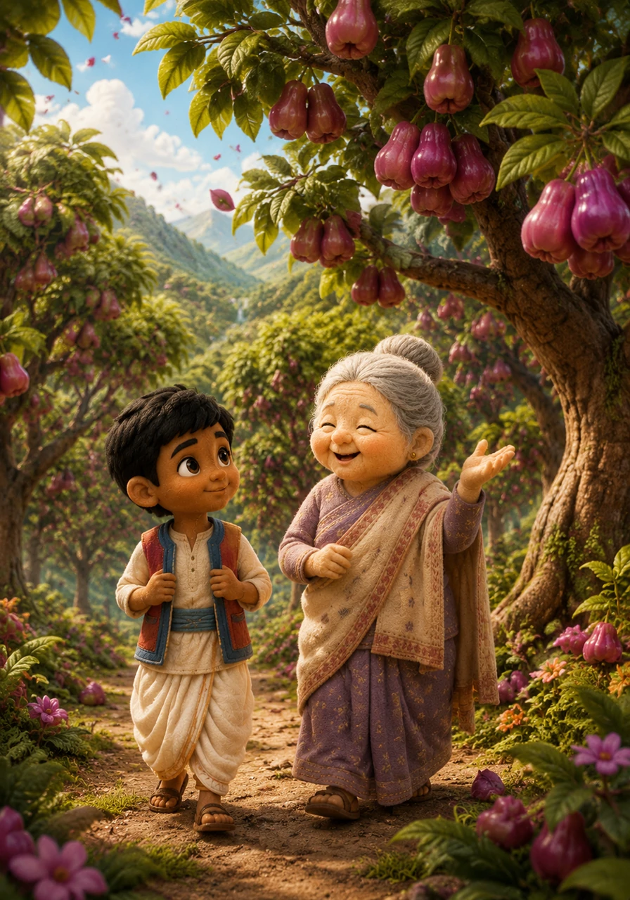 Walking further into a lush valley filled with sweet-smelling orchards and heavy, purple fruits, Kabir learned of another ancient name, Jambudvipa. Dadi laughed softly, explaining that ancient texts referred to the land as the Island of the Jambu Trees because of the abundance of giant rose apple trees that grew across the fertile plains. Kabir could almost taste the sweetness of history in the gentle breeze.