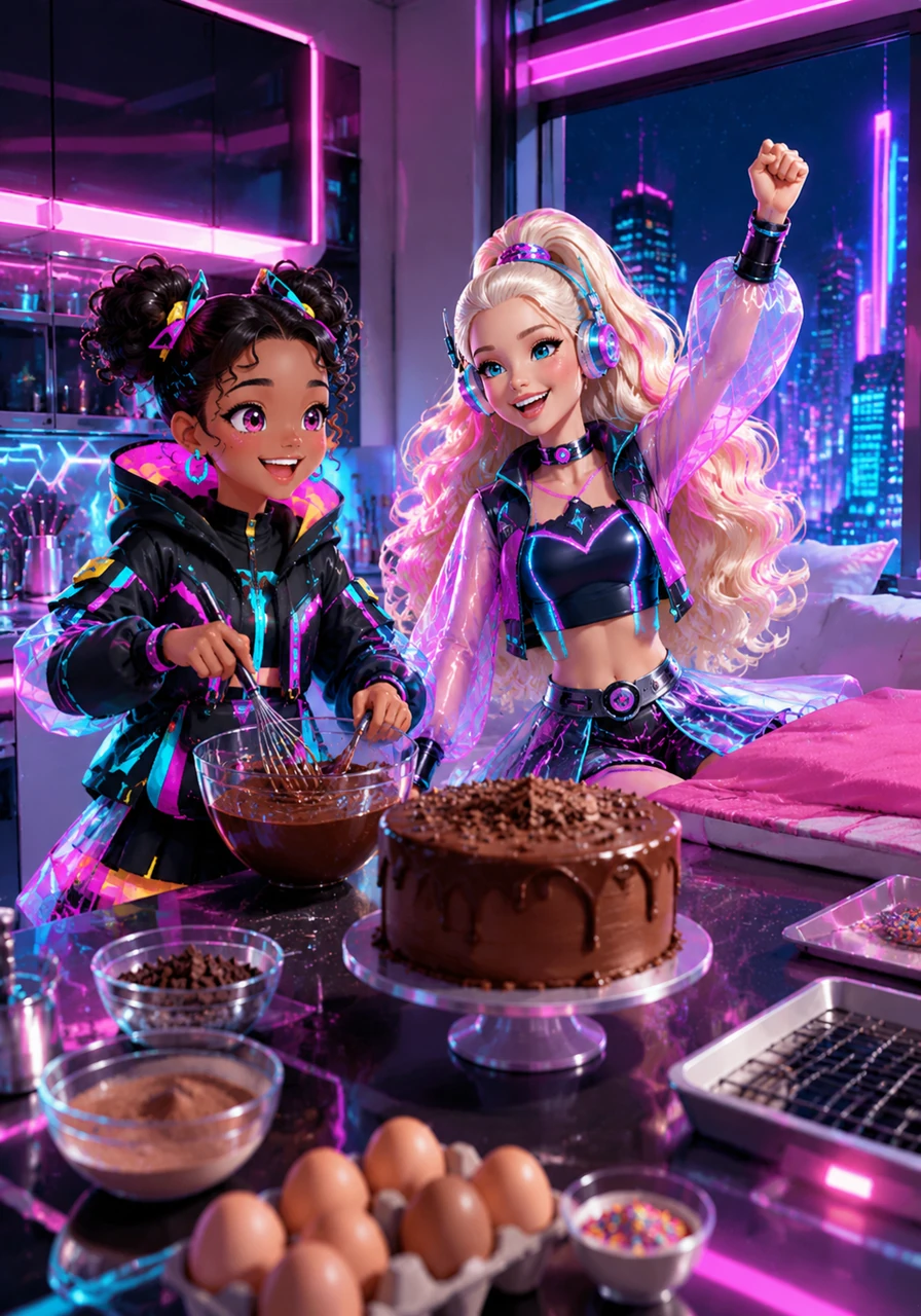 Within no time, the magical remedy worked its wonders, and Barbie sat up with a bright sparkle returning to her eyes. To celebrate feeling better, she enthusiastically invited Melani to the kitchen to bake a delicious chocolate cake together.