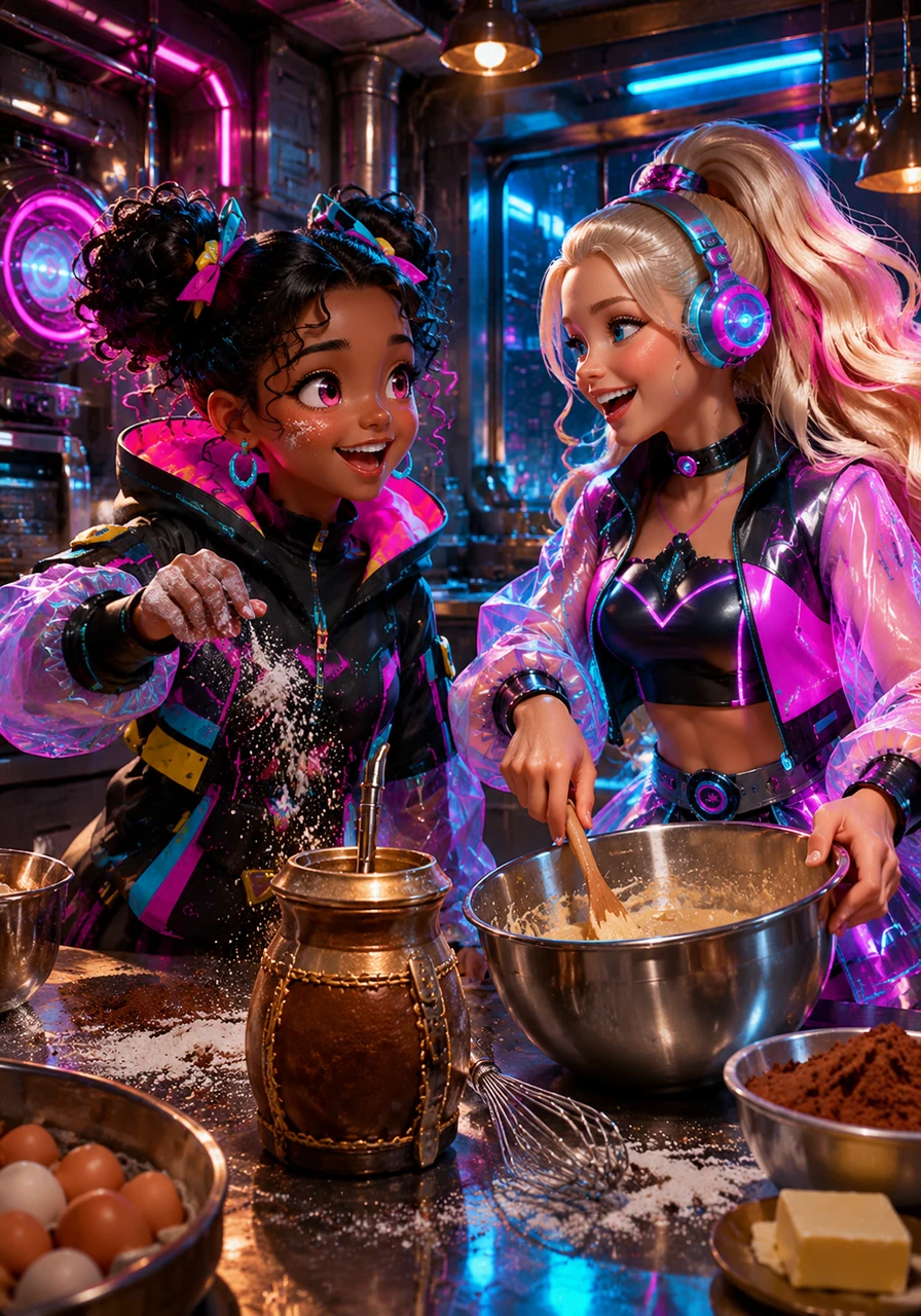 The kitchen filled with laughter and the sweet aroma of cocoa as the two friends mixed the batter and prepared a warm thermos of traditional mate. They shared stories and giggled, enjoying every single moment of their baking adventure.