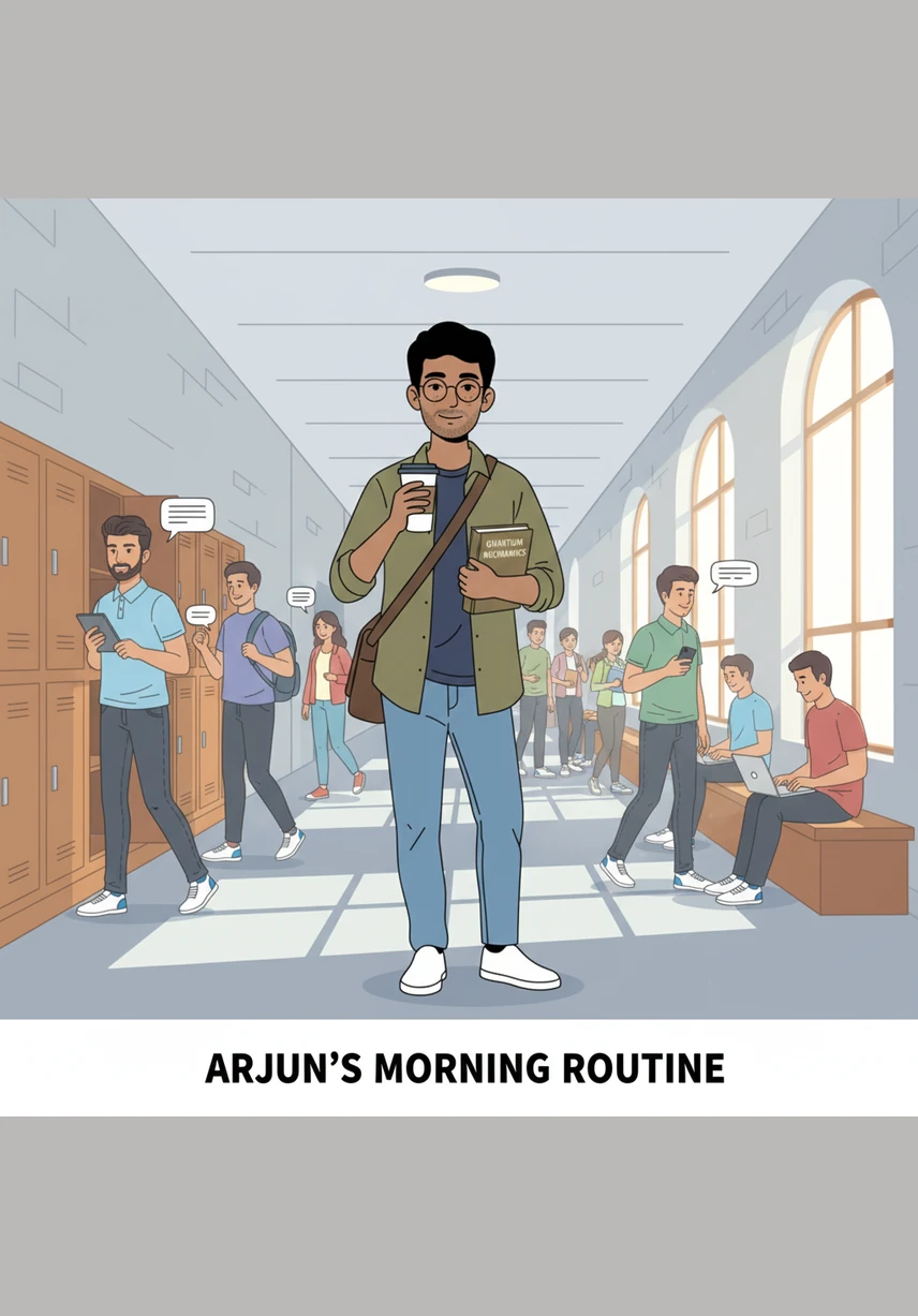 He stands before a crowded notice board in the main hallway, his eyes scanning through layers of pinned flyers and official exam announcements. His expression is focused and neutral, showing the subtle acne marks and slight shadows under his eyes from a late night of studying.