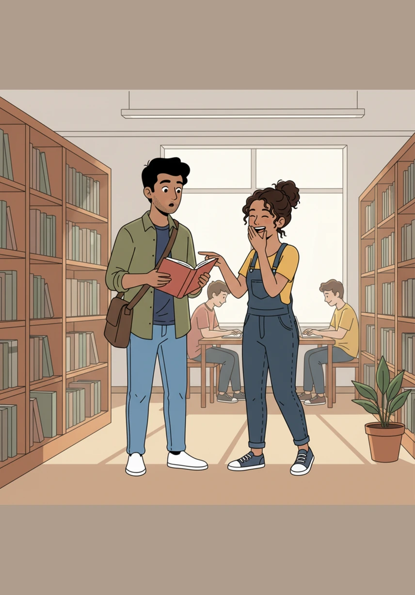 He shares a lighthearted moment with a classmate near the busy canteen, a natural, unposed smile breaking across his face. The scene feels spontaneous and candid, like a quick smartphone snapshot taken during a conversation between friends over a cup of chai.