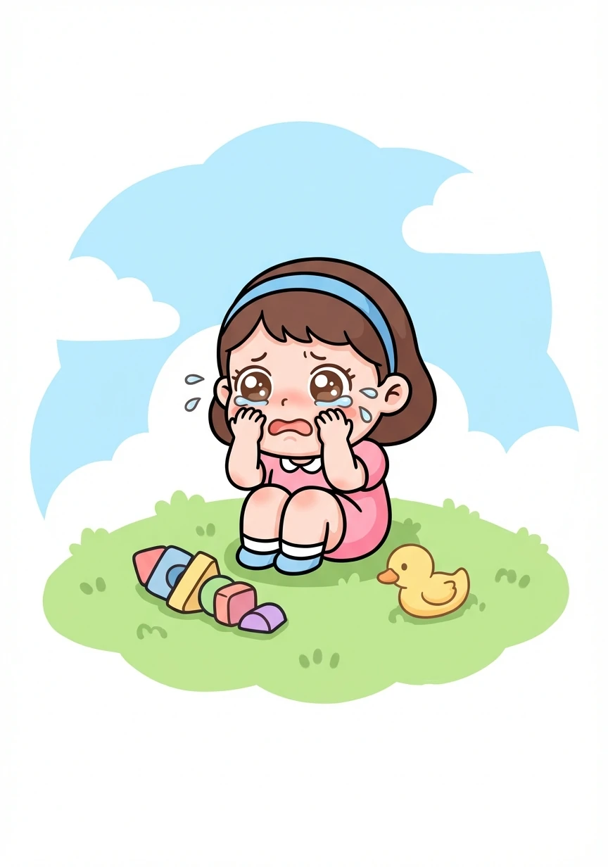 小莉是一个爱哭鼻子的小女孩，遇到一点点困难就只会哭，等着妈妈来帮忙。