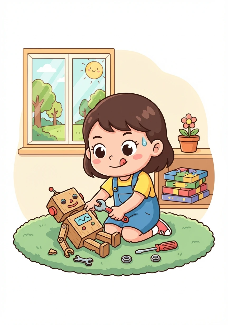 从那以后，小莉不再轻易哭鼻子，而是学会了独立思考，自己解决问题。她变得越来越勇敢，也越来越自信了！