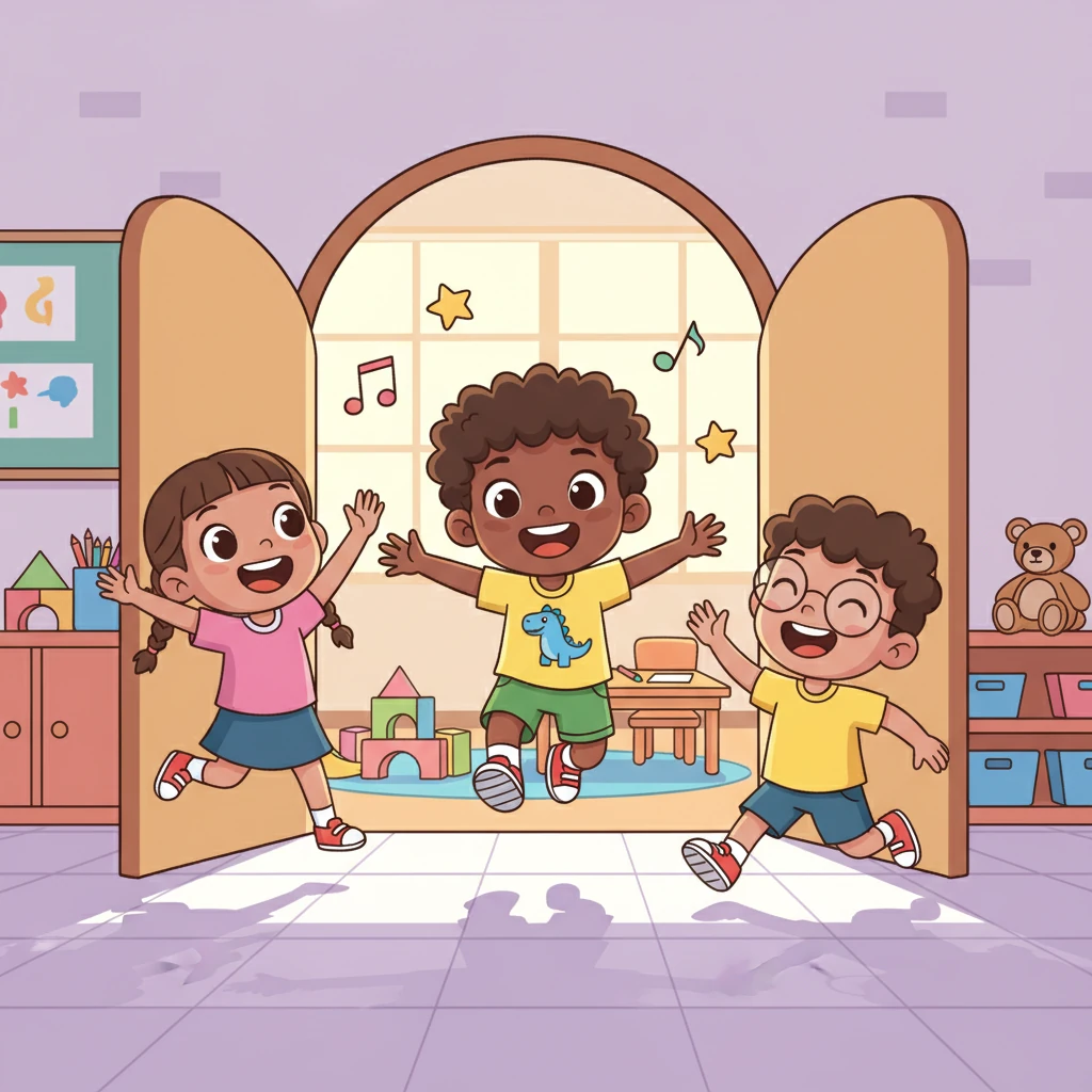 Hamed burst into the kindergarten classroom, his face lighting up as he saw his friends. He gave big, enthusiastic hugs and high-fives, chattering excitedly about the morning. Together, they were ready for a day full of fun and laughter.