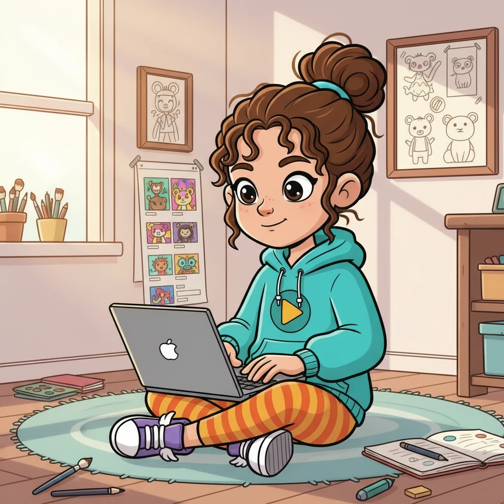 Ava's mom explained that she could sell her digital art online. Ava, excited by the idea, decided to create an online shop using her laptop. She carefully uploaded her drawings, adding descriptions and prices.