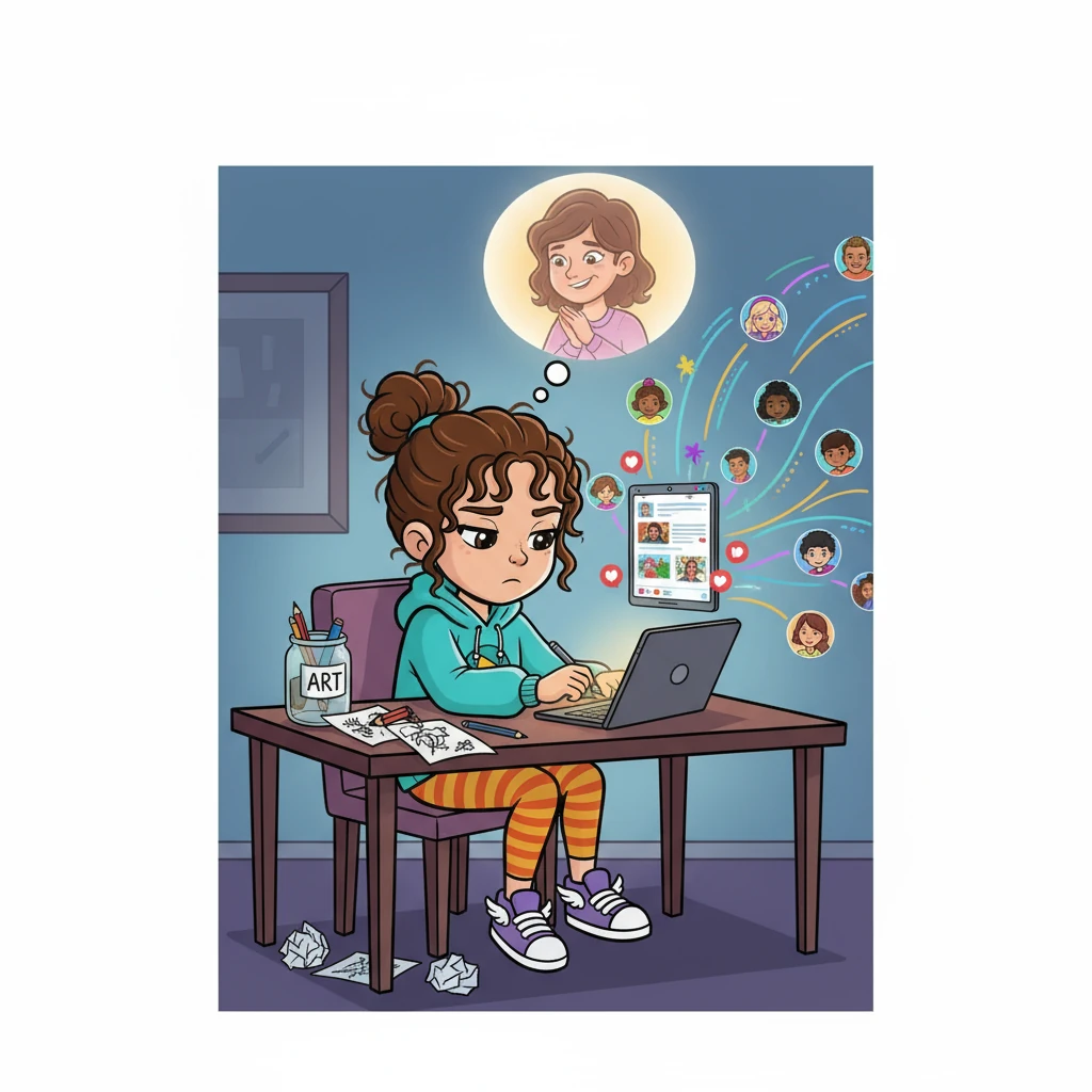 At first, no one bought her art, and Ava felt discouraged. But then, she remembered her mom's advice: to keep practicing and to be patient. Ava started posting her art on social media, sharing her passion.