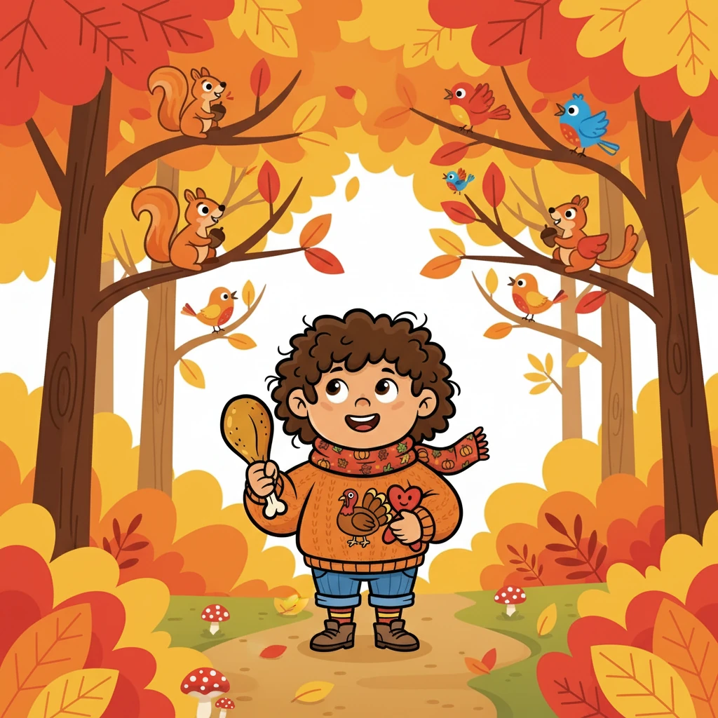The journey started through the colorful forest. The trees were painted with red, orange, and yellow leaves. Pipkin chattered with excitement, pointing out busy squirrels and chattering birds.