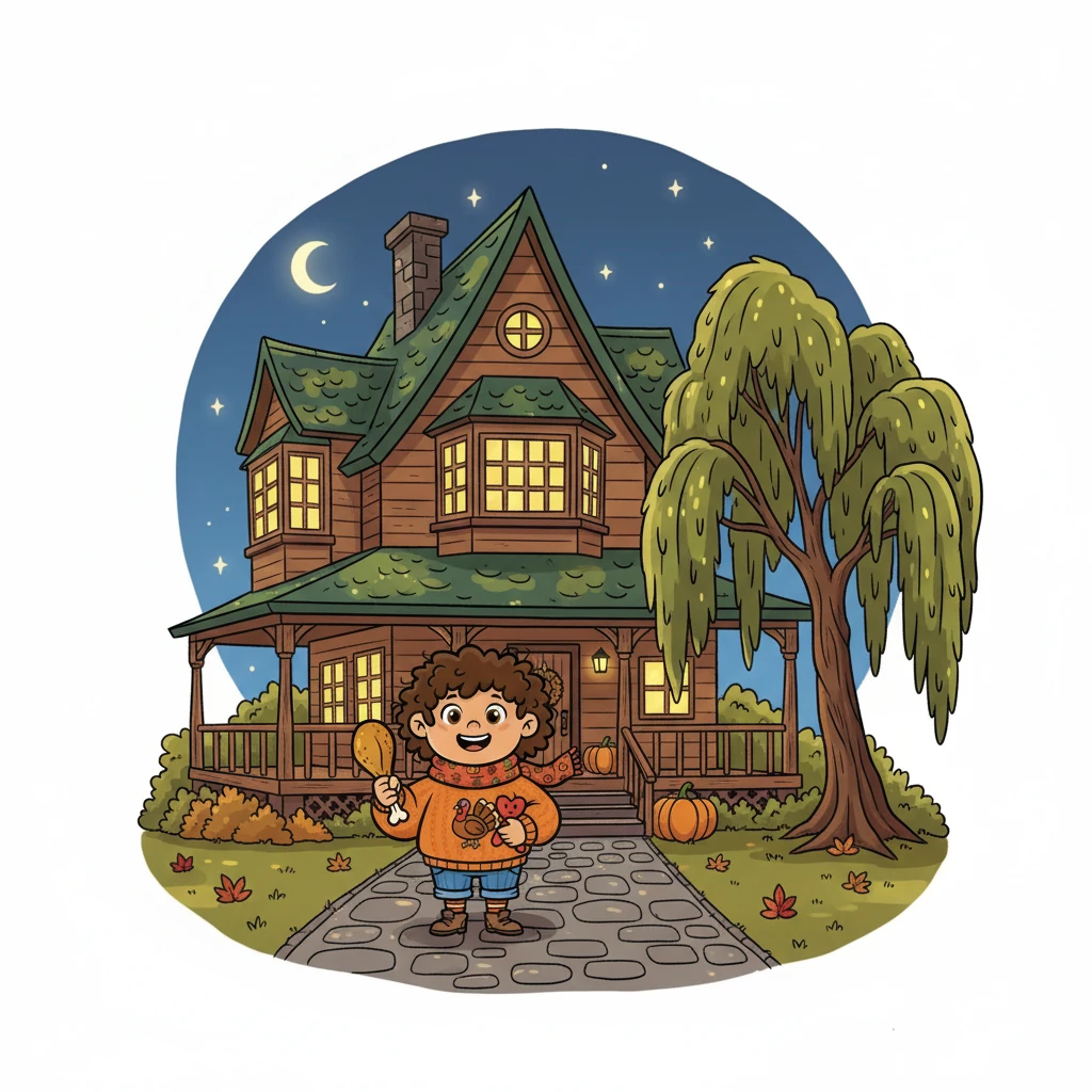 Finally, they arrived at Grandma Willow's house! It was a grand house with a cozy porch and a warm glow from the windows. Pipkin's eyes widened.